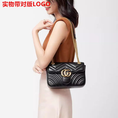 A new double g cowhide love wavy quilted Mamon bag casual mini chain single shoulder diagonal span Bacchus women's bag