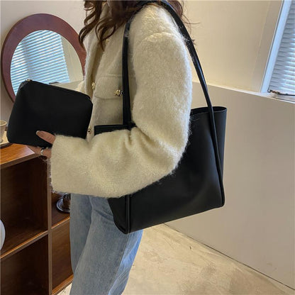 Bolso de mano para madre de color sólido, gran capacidad, estilo retro, bolso de hombro de moda de primavera 