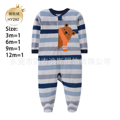 A children's clothing live stream supply baby climbing clothes with socks long sleeves newborn Romper baby fleece onesie