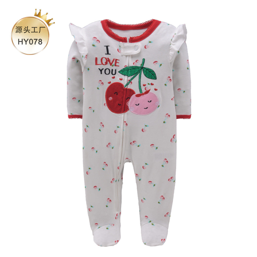 A 0-1 Baby onesie long-sleeved cotton thin newborn baby four-season air-conditioned clothing pajamas Romper socks climbing clothing