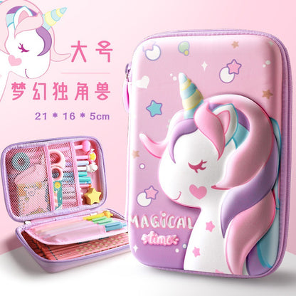 A Kuailiwen eva pencil stationery case wholesale elementary school girl multifunctional double layer kids large capacity pencil case