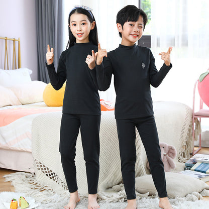 A Children's medium-neck thermal underwear Small medium-sized and older children's long johns Double-sided polished children's home primer set