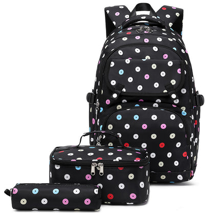 A 2024 new primary school school bag for 123 grades to 6th grade large capacity backpack polka dot print backpack