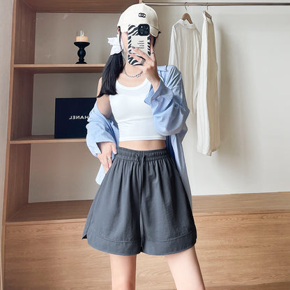 A five-point pants white ice silk sports summer 2024 new wear casual loose wide-leg medium pants Yamamoto shorts women