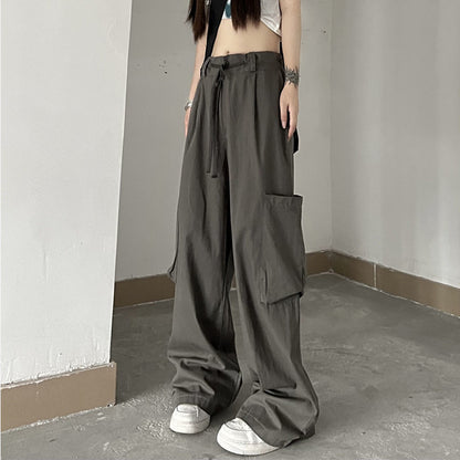 A bf style street pants women's summer American retro overalls, straight trousers high waist and thin casual pants ins tide