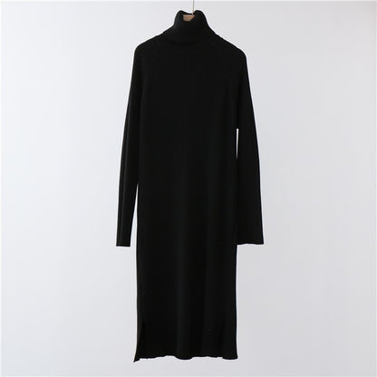 A autumn and winter turtleneck sweater dress winter knitted skirt thickened pit strip bottoming skirt is thin, loose and lazy 7290