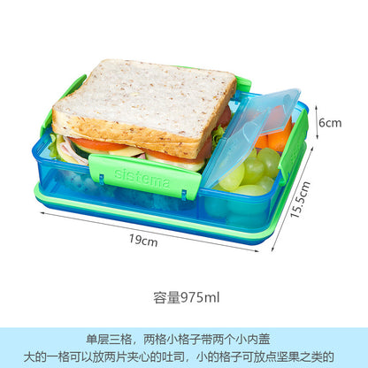 Una caja de sándwich portátil de Sistema importada de Nueva Zelanda, caja de pan para el desayuno, caja de fruta, caja de ensalada bento 