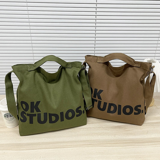 A cross-border canvas bag women's shoulder messenger bag college students in class Japanese literature and art simple large-capacity Korean version cloth bag