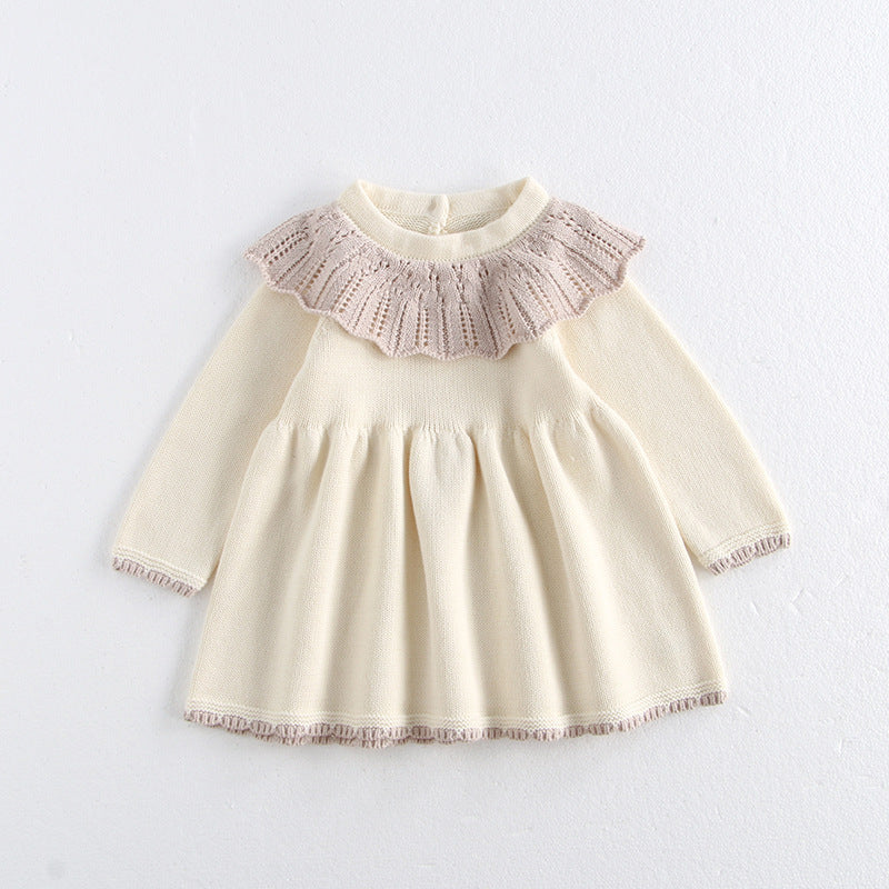 A baby clothes baby girl autumn dress knitted sweater princess foreign style child super cute one year old spring and autumn go out