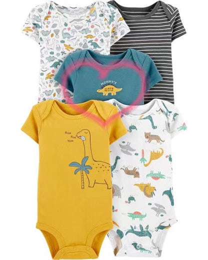 Children's summer new infant short-sleeved triangle clothes crawling clothes, five baby onesies, price for 5 piece 0.28kg