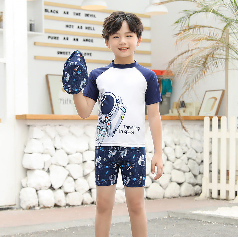 A children's swimsuit for men, middle and large boys, professional swimsuit, quick drying 2024 new girls and children split set wholesale 0.24KG