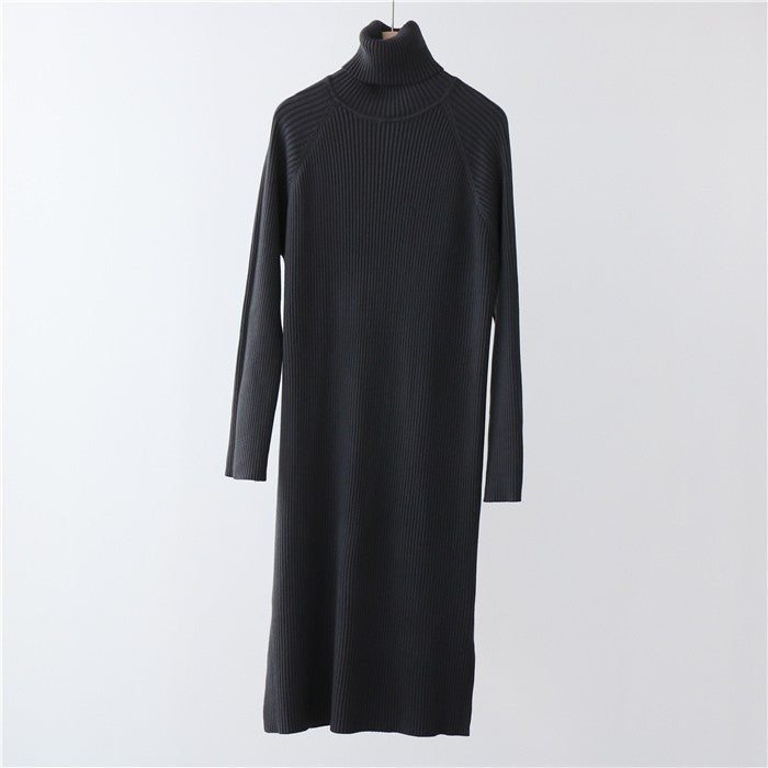 A autumn and winter turtleneck sweater dress winter knitted skirt thickened pit strip bottoming skirt is thin, loose and lazy 7290