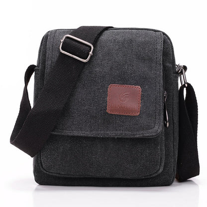 A men's bag messenger bag premium canvas bag business commuter retro small square bag casual fashion men's shoulder bag