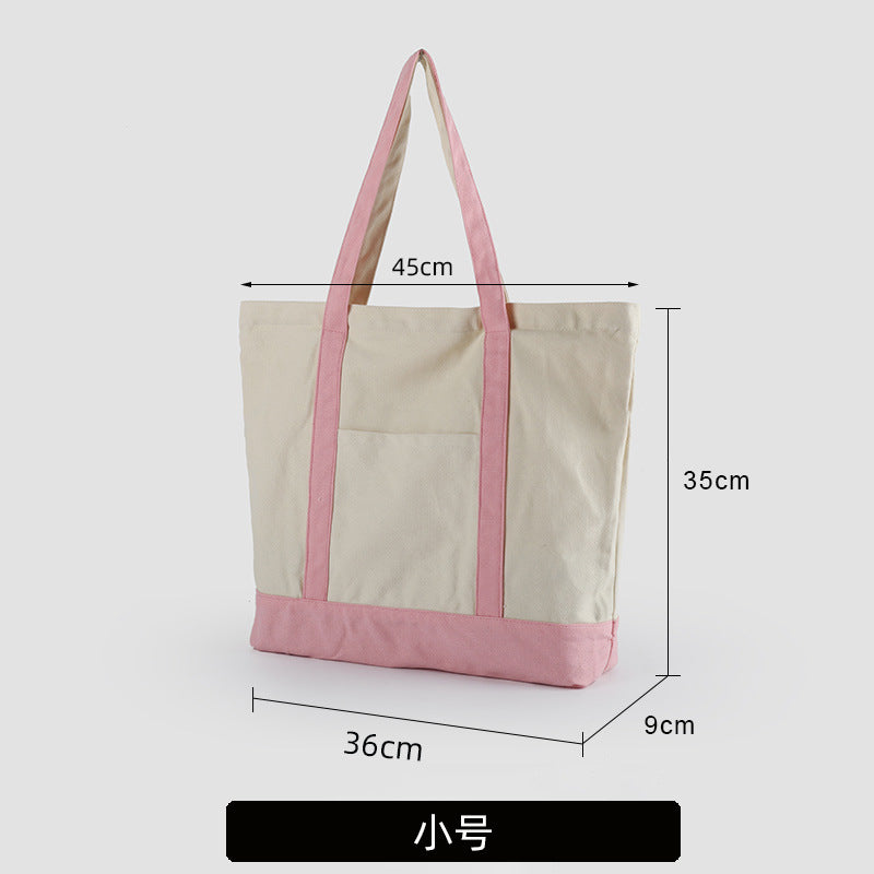 A thickened canvas supermarket environmental protection bag large capacity new cross-border grocery shopping bag strong zipper tote bag can be printed logo