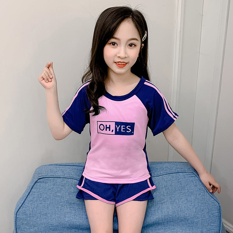 Wholesale of A Sports Children's Swimming Clothes for Girls, Summer Middle School and University Students, New Swimming Clothes and Shorts Set 0.2kgt