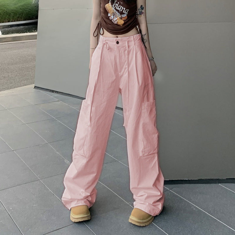 A bf style street pants women's summer American retro overalls, straight trousers high waist and thin casual pants ins tide