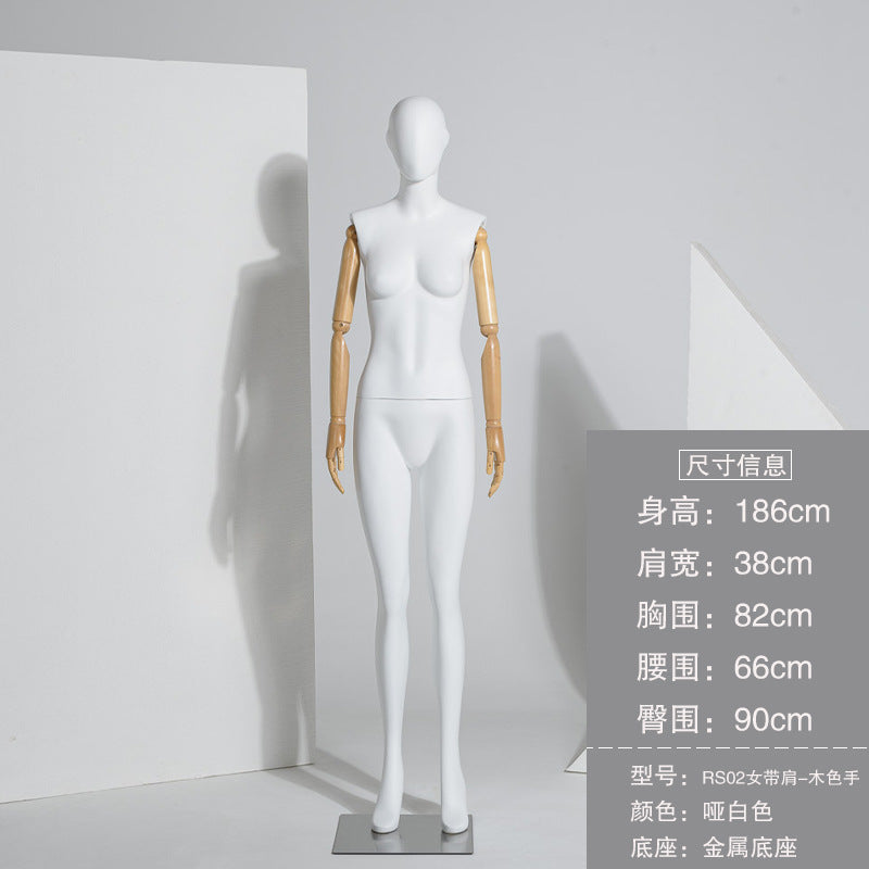 A dumb white model props female couple clothing store window display rack solid wood hand fake human male model rack