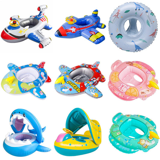 A internet celebrity with water gun airplane seat circle, children's swimming circle, cute cartoon baby water seat circle, inflatable swimming circle