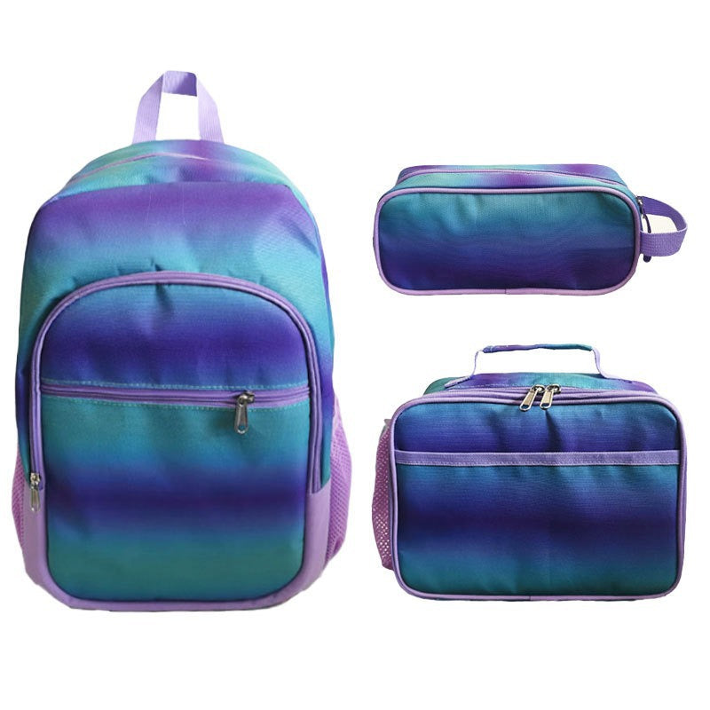 Un nuevo conjunto de tres piezas de mochila escolar para niños de otoño, bolsa para el almuerzo con unicornio, conjunto de estuche para bolígrafos del mismo estilo popular entre los niños 