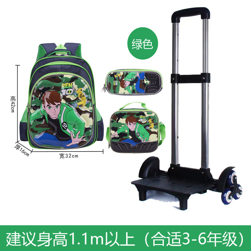 A Factory spot new foreign single three-piece backpack boys, girls, primary school students, children's trolley schoolbags, large capacity