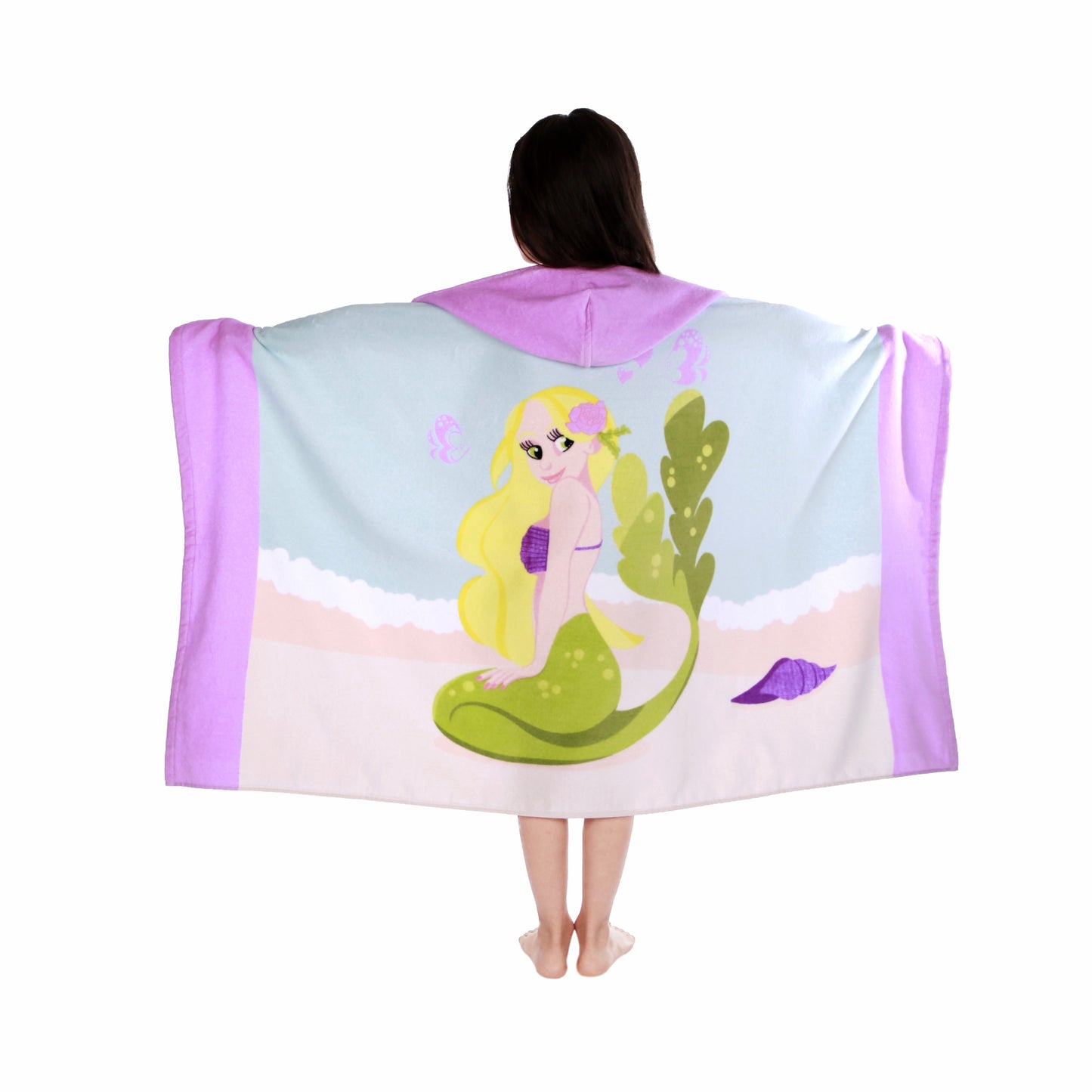 A mazon cartoon beach towel, European and American sizes, children can wear bath towels in the bathroom, pure cotton hooded bath towel bathrobe, 100% COTTON 0.4KG