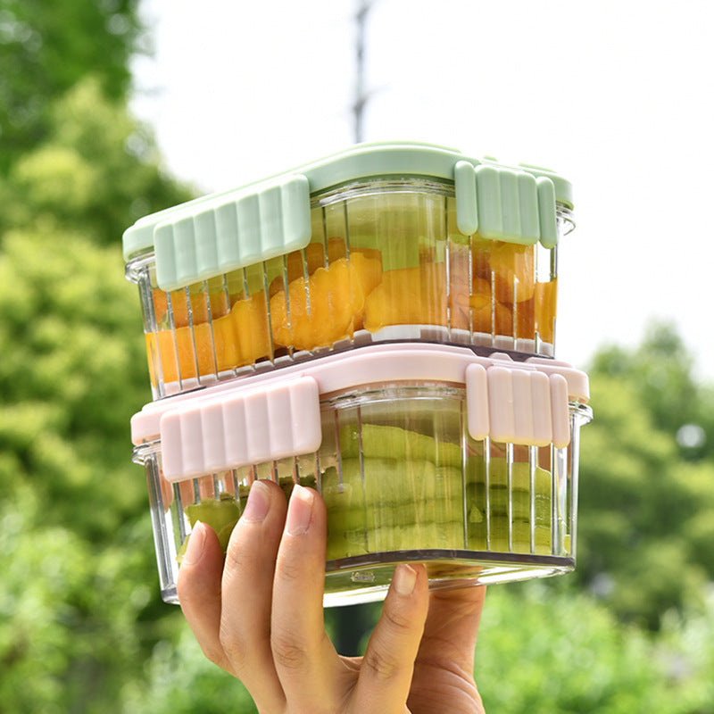 Un pequeño refrigerador móvil de verano para mantener frescos los alimentos durante las salidas a comer frutas, una caja bento para estudiantes de primaria con hielera incorporada y una caja de alimentos fríos. 