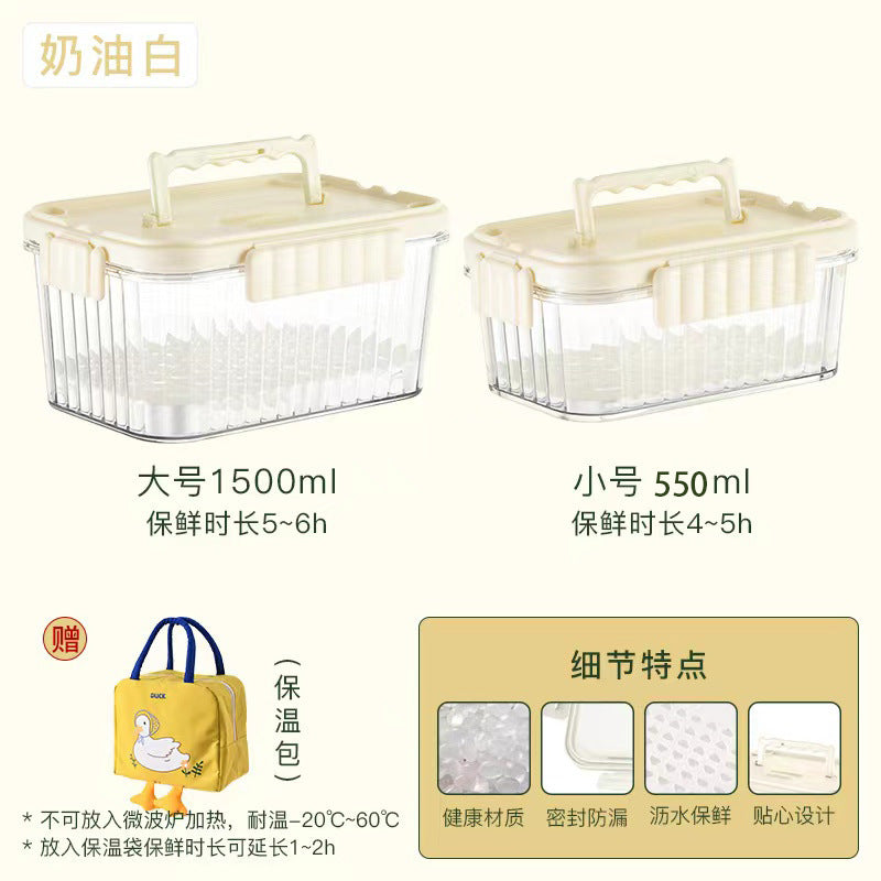 A summer mobile small refrigerator fresh-keeping box for fruit outings, elementary school student bento box with built-in ice box, cold food box