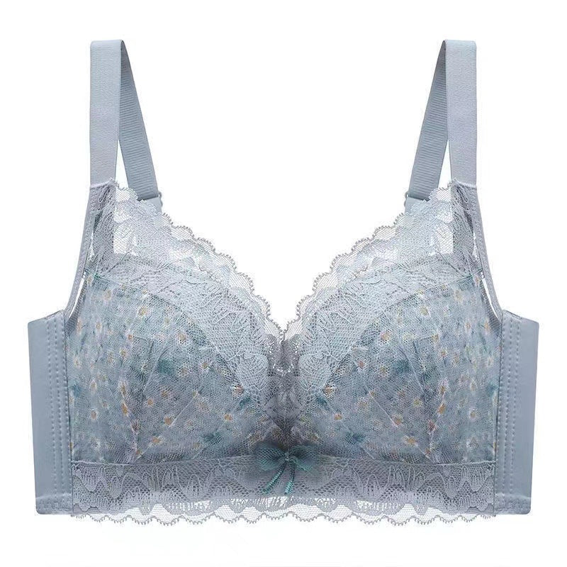 Lace lingerie for women, thin, non-magnetic shoulder strap bra, small chest gathered, no steel ring upper support, anti sagging bra weight:200g