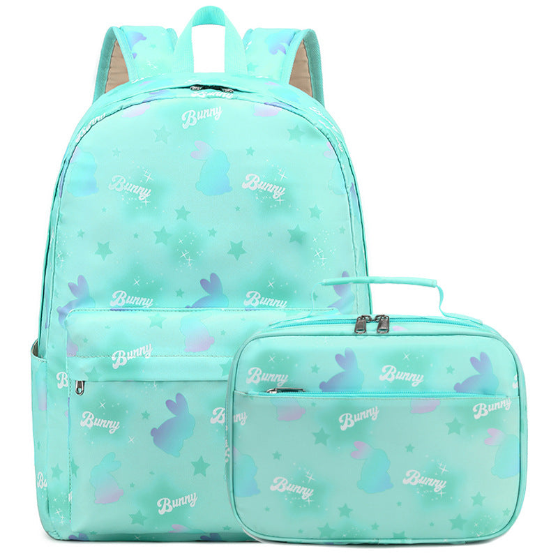 A children's printed backpack, cartoon backpack for elementary and middle school students, rice bag, two-piece set, waterproof girl's backpack