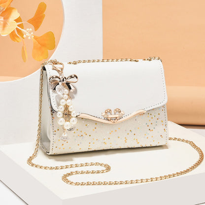 Chain crossbody bag for women, shoulder bag with sequins