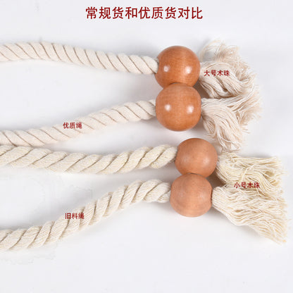 A Cross-border spot curtain straps, simple wooden beads, magnet buckles, hand-woven fringed curtain buckles, soft decorative accessories