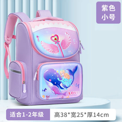 A New Children's School Bag Elementary School Student Burden Reduction Spine Protector Backpack Cute Space Bag for Boys and Girls 1-3-6 Grades