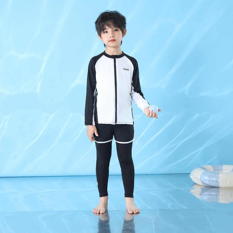 Traje de baño para niños, traje de baño para niños, traje de baño para niñas de secundaria, traje de baño de protección solar de manga larga para padres e hijos, traje de buceo de secado rápido, traje de surf 0,33 KG 