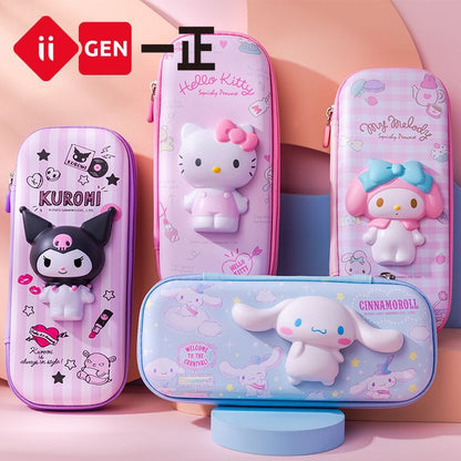 Estuche para bolígrafos de descompresión con imagen de la familia Sanrio, estuche multifuncional para papelería para estudiantes, estuche para bolígrafos para niños 