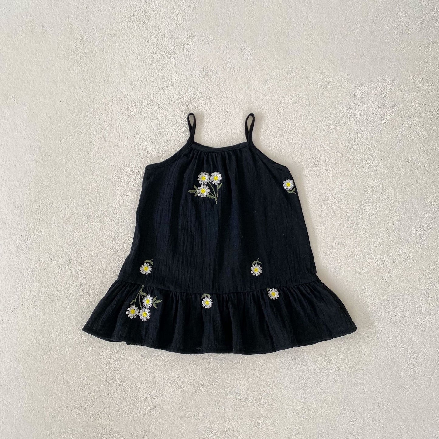 Vestido de verano para niñas pequeñas de A Enge 2024, de algodón, con estampado transpirable y dobladillo ancho, con falda en forma de A 