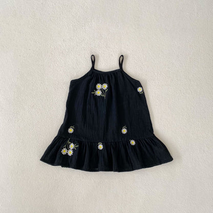 Vestido de verano para niñas pequeñas de A Enge 2024, de algodón, con estampado transpirable y dobladillo ancho, con falda en forma de A 