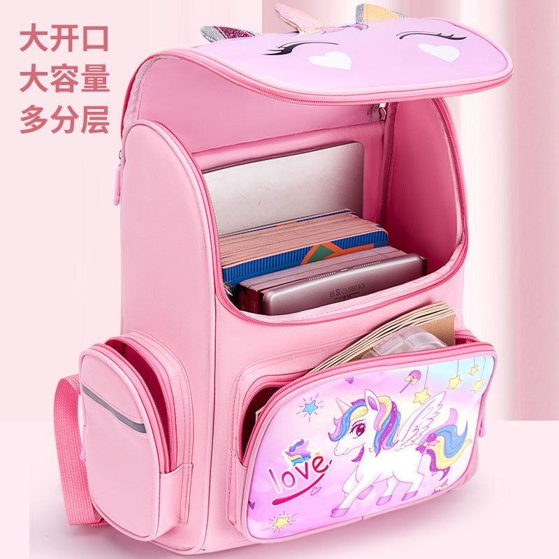 A New Children's School Bag Elementary School Student Burden Reduction Spine Protector Backpack Cute Space Bag for Boys and Girls 1-3-6 Grades