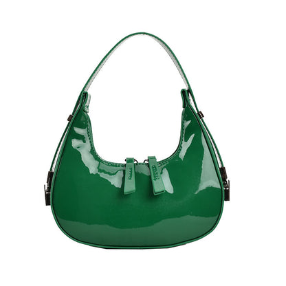 A Korean ins niche design patent leather women's bag 2024 new spring fashion versatile shoulder bag underarm bag tide