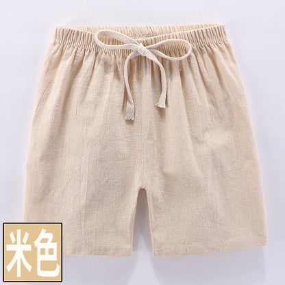 Pantalones cortos para niños, de algodón puro, estilo fino de verano, pantalones deportivos y de ocio de cinco puntos para niños, pantalones cortos para niñas y bebés. 