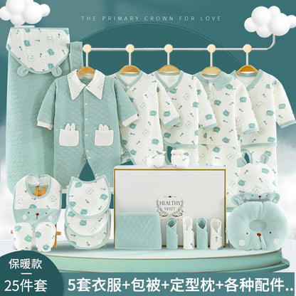 A Baby Cotton Clothes Gift Box Newborn Set Spring and Autumn Season Gift Box Clothes Newborn Full Term Baby Set High end