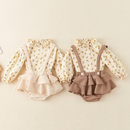 Baby suit tops and pants two-piece set baby autumn clothes newborn foreign cute outing clothes 0.4kg