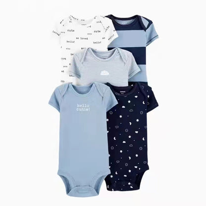 Summer baby jumpsuit short sleeved 5-piece set for male and female babies, exporting high-end hip-hop pants, A-class cotton suspenders for foreign trade