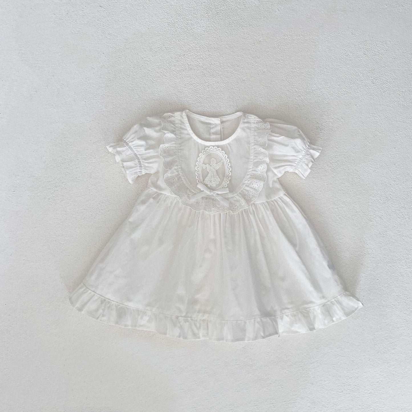 A girl&#039;s summer dress western lace princess dress 2024 new baby girl baby net color bubble short sleeve dress