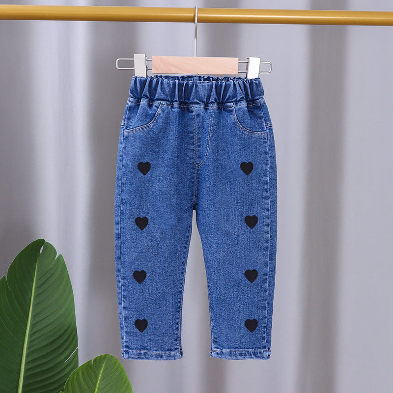 New Korean version of Spring and Autumn Girls' Jeans Trousers Children's Spring and Autumn Baby Spring Loose Western Pants 0.45kg