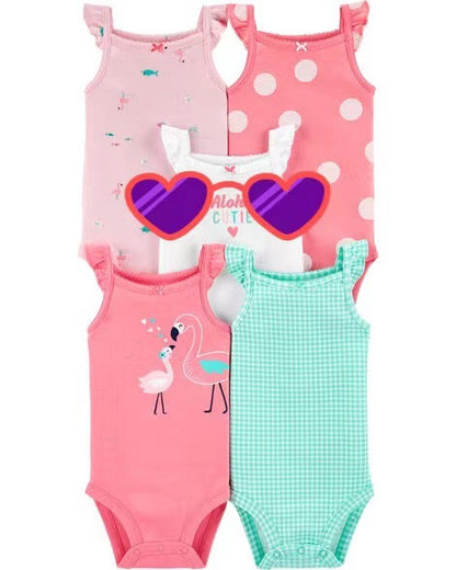 Children's summer new infant short-sleeved triangle clothes crawling clothes, five baby onesies, price for 5 piece 0.28kg