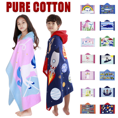 A mazon cartoon beach towel, European and American sizes, children can wear bath towels in the bathroom, pure cotton hooded bath towel bathrobe, 100% COTTON 0.4KG