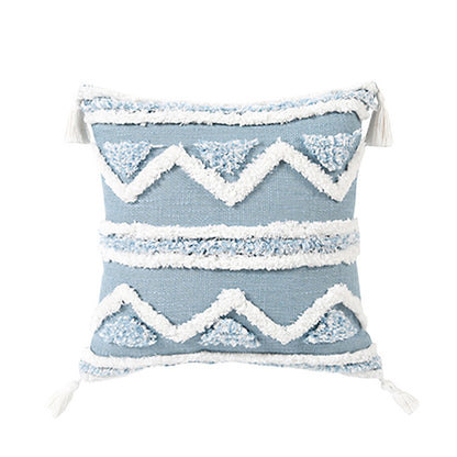 A Bohemian geometric tufted cushion pillow cover blue ins long sofa cushion soft bed and breakfast decorative pillow