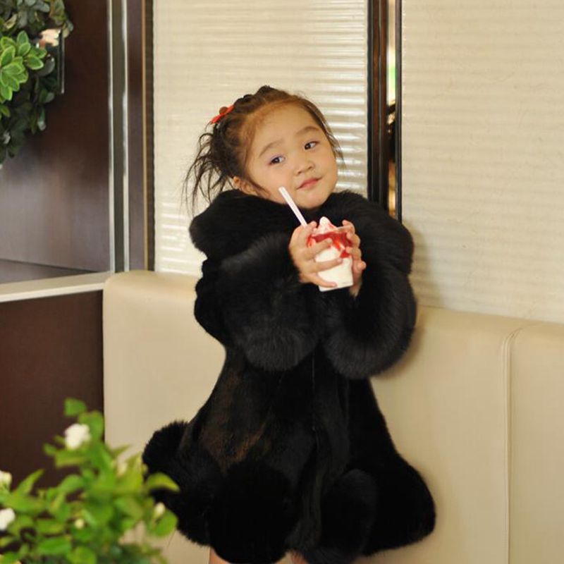 A autumn and winter new children's imitation fur jacket girls Korean version imitation mink fox hair thickened parent-child model