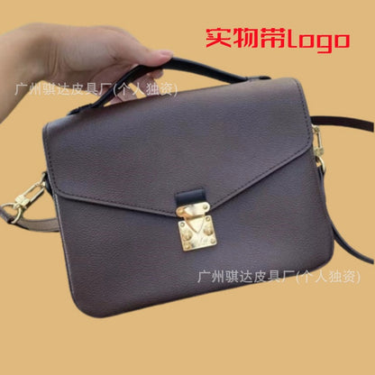 A 2024 new classic old flower messenger bag trendy versatile leather yellow flower portable chain diagonal span women's bag with logo