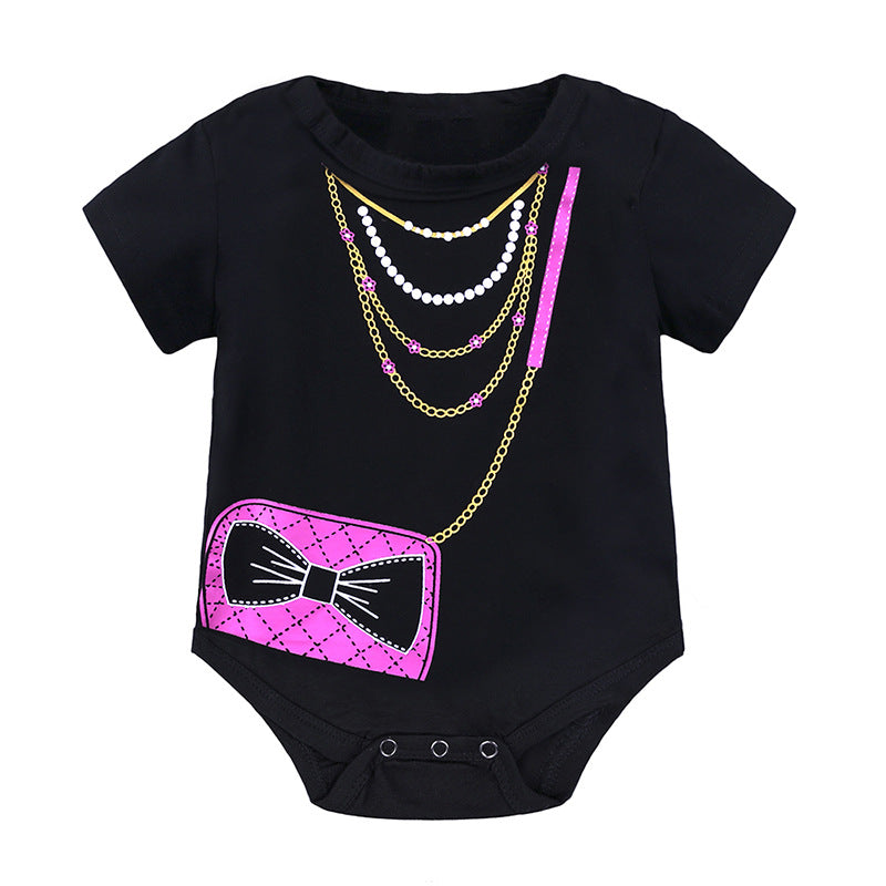 A cross-border foreign trade new baby short sleeved triangle jumpsuit+headband summer cotton jumpsuit crawling suit for infants and young children